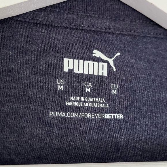 NWT Puma Men's Heathered Logo Crew Neck Short Sleeve T Shirt Blue Size Medium - Picture 7 of 9